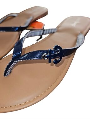Westloop Flip Flops Sandals Slide On Women's Size 9/10 Blue Anchor Nautical